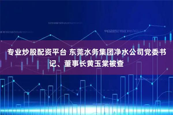 专业炒股配资平台 东莞水务集团净水公司党委书记、董事长黄玉棠被查